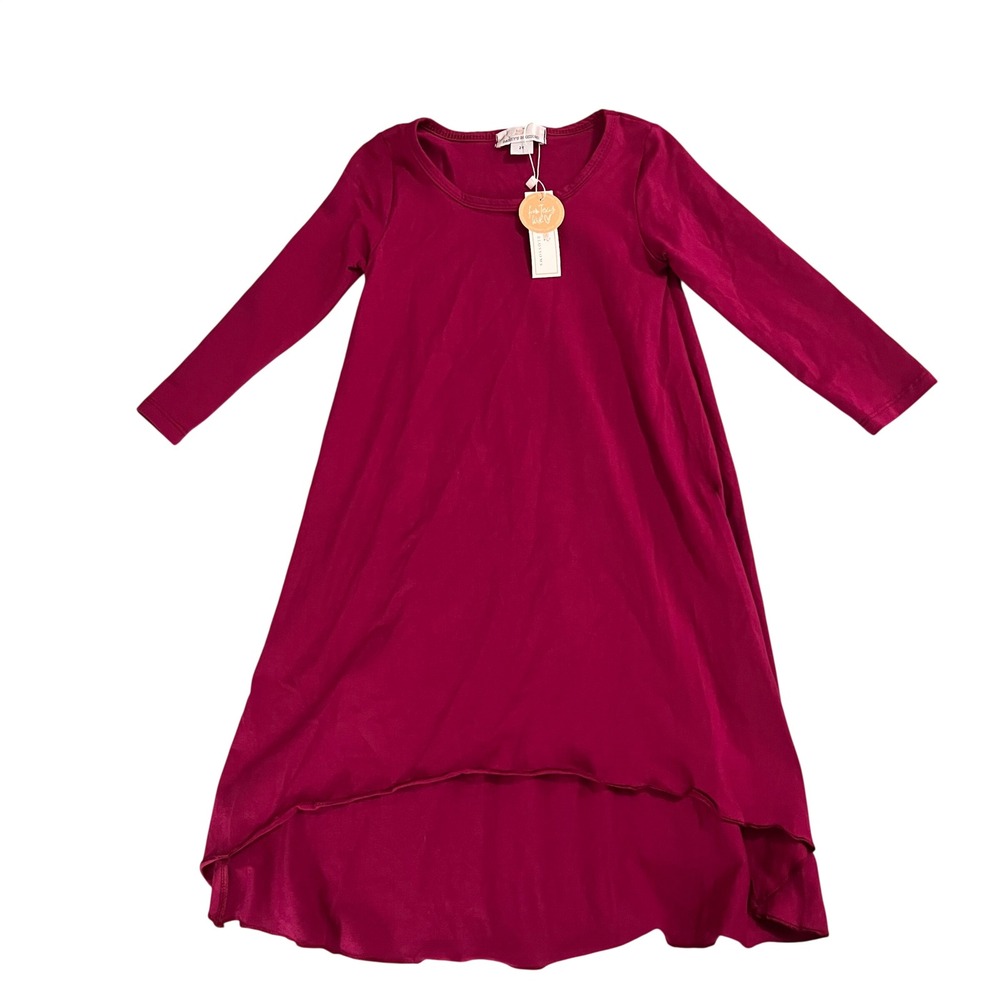 NWT Baileys Blossoms Girls 2T Magenta Pink Long Sleeve High Low Jersey Dress